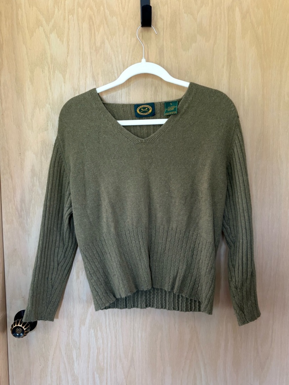 Vintage Olive Ribbed Pullover Sweater